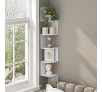 Furinno Rossi Flottante à 5 Niveaux, Étagère d'angle Murale en Zigzag, Design Radial, pour Bureau, Salon, Chambre et Salle de Bain, Blanc