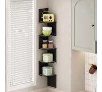 Furinno Rossi Flottante à 5 Niveaux, Étagère d'angle Murale en Zigzag, Design Radial, pour Bureau, Salon, Chambre et Salle de Bain, Chêne Français