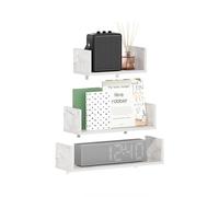 Furinno Rossi Lot de 3 Étagères Murales Flottantes pour Décoration de Chambre avec Supports Invisibles, Marbre Blanc