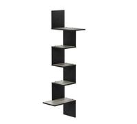 Furinno Rossi Modern Étagère Murale d'Angle Flottante à 5 Niveaux, Chêne Français Gris/Noir, Bois dense, Taille Unique
