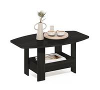 Furinno Simple Design Table Basse, Table Basse Moderne à 2 Niveaux avec étagère inférieure, Table d’appoint à Coins arrondis, pour Salon, Chambre, Bureau à Domicile, Espresso