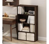 Furinno Simple Étagère, Bibliothèque À 4 Niveaux avec Étagère Ouverte, 24 x 60 x 106 cm, Idéale pour Le Salon, La Chambre Ou Le Bureau, Noyer Columbia.
