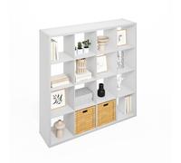 Furinno Simple Organisateur Cube, Étagère 16 Cubes, Étagère à Dos Ouvert, Étagères de Rangement, Cadre Extra épais, pour Organisation et Rangement, Salon, Bureau à Domicile, Blanc