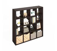 Furinno Simple Organisateur Cube, Étagère 16 Cubes, Étagère à Dos Ouvert, Étagères de Rangement, Cadre Extra épais, pour Organisation et Rangement, Salon, Bureau à Domicile, Chêne foncé
