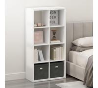 Furinno Simple Organisateur Cube, Étagère 8 Cubes, Étagère à Dos Ouvert, Étagères de Rangement, Cadre Extra épais, pour Organisation et Rangement, Salon, Bureau à Domicile, Blanc