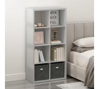 Furinno Simple Organisateur Cube, Étagère 8 Cubes, Étagère à Dos Ouvert, Étagères de Rangement, Cadre Extra épais, pour Organisation et Rangement, Salon, Bureau à Domicile, Gris Clair
