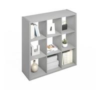 Furinno Simple Organisateur Cube, Étagère 9 Cubes, Étagère à Dos Ouvert, Étagères de Rangement, Cadre Extra épais, pour Organisation et Rangement, Salon, Bureau à Domicile, Gris Clair