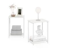 Furinno Simpliste Table D'appoint avec Cadre en Métal, Paquet de 2, Blanc/Blanc