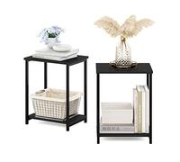 Furinno Simpliste Table D'appoint avec Cadre en Métal, Paquet de 2, Expresso