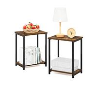 Furinno Simpliste Table D'appoint avec Cadre en Métal, Paquet de 2, Pin Ambré