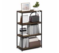 Furinno SIMPLISTIC Bibliothèque large à 4 niveaux avec cadre en métal, étagères de rangement et d'organisation en métal, pour salon, bureau à domicile, chambre à coucher, pin ambré, 11,8 x 23,6 x 38,6