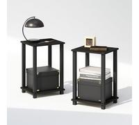 Furinno Simplistic Ensemble de 2 Tables de Chevet, Petite Table de Chevet à 2 Niveaux avec étagère Ouverte, sans Outil, Table d'appoint, pour Chambre, Salon, Couleur Expresso