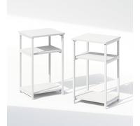 Furinno Simplistic Ensemble de 2 Tables de Chevet, Table de Chevet à 3 Niveaux avec étagère Ouverte et Structure en métal, idéale pour la Chambre ou Le Salon, Couleur Blanche.