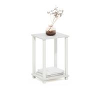 Furinno Simplistic Petite Table d'appoint à 2 Niveaux avec étagère Ouverte, Table de Nuit à Assemblage Facile sans Outils, Table de Chevet, pour Salon, Chambre, Blanc