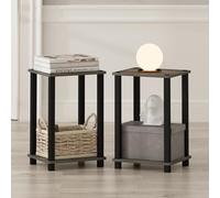 Furinno Simplistic Table de Chevet Set de 2, Petite Table de Chevet 2 Niveaux avec Étagère Ouverte, Assemblage sans Outils, Table d'Appoint pour Chambre, Salon, Chêne Français