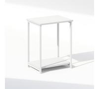Furinno Simplistic Table de Chevet, Table de Chevet à 2 Niveaux avec étagère Ouverte et Structure en métal, idéale pour la Chambre ou Le Salon, Blanche.