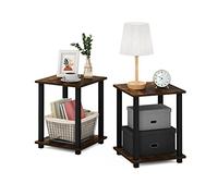 Furinno Simplistique Lot d'appoint, Tables de Chevet, Engineered Wood, Paquet de 2, Pin Ambré/Noir