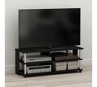 Furinno Sully Support TV rectangulaire à 3 Niveaux avec étagère Ouverte, Console TV pour TV jusqu'à 122 cm, Cadre Ouvert pour Gestion des câbles, pour Salon, Chambre à Coucher, américain foncé