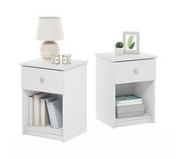 Furinno Tidur Table de Nuit avec 1 Tiroir, Paquet de 2, Blanc