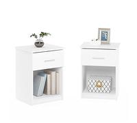 Furinno Tidur Table de Nuit avec 1 Tiroir, Paquet de 2, Blanc Uni