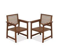 Furinno Tioman Hardwood Fauteuil d'Extérieur sans Coussin, ensemble de deux, Naturel, One Size
