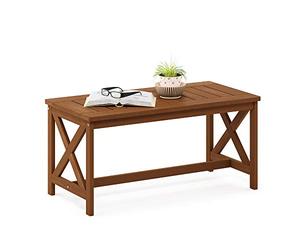 Furinno Tioman Hardwood Table Basse avec Pied en x en Huile de Teck, Naturel, One Size