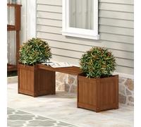 Furinno TIOMAN Jardinière avec Banc, bac à Fleurs en Bois Dur avec siège, boîte de Jardin Cube, en Huile de Teck, extérieur, intérieur, Jardin, terrasse, Balcon, Bois Clair