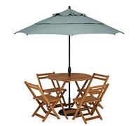 Furinno Tioman Small Hardwood Table Pliante Ronde Nation avec Trou pour Parapluie, 89,92 x 89,92 x 72,39 cm, Marron