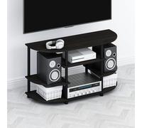 Furinno TOMI Meuble TV, Centre de Divertissement d'angle, Console TV pour TV jusqu'à 46", avec étagères, Montage Facile, pour Salon, Chambre à Coucher, Expresso