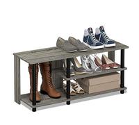 Furinno Turn-N-Tube Étagère à Chaussures Compacte à Plusieurs Rangements à 3 Niveaux, Chêne Français/Noir