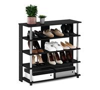Furinno Turn-N-Tube Étagère à Chaussures Compacte à Plusieurs Rangements à 5 Niveaux, Americano/Acier Inoxydable