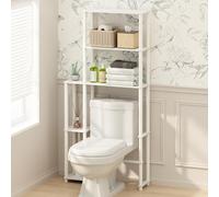 Furinno Turn-N-Tube Étagère autoportante pour Salle de Bain avec 5 étagères, Blanc uni/Blanc