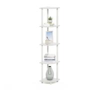 Furinno Turn-N-Tube Étagère Polyvalente pour Présentoir d'angle à 5 Niveaux, Blanc/Blanc