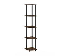 Furinno Turn-N-Tube Étagère Polyvalente pour Présentoir d'Angle à 5 Niveaux, Pin Ambré/Noir
