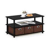 Furinno Turn-N-Tube Frans Table Basse avec Tiroirs Poubelles, Engineered Wood, Chêne Noir/Noir/Brun, 79,2 (W) x 40,1 (H) x 39,4 (D) cm