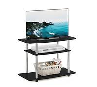 Furinno Turn-N-Tube No Tools Meubles TV à 3 Niveaux sans Outils, Americano/Acier Inoxydable