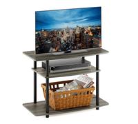 Furinno Turn-N-Tube No Tools Meubles TV à 3 Niveaux sans Outils, Chêne Français/Noir