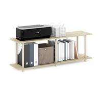 Furinno Turn-N-Tube No Tools Table d'appoint rectangulaire Moderne, Engineered Wood, Chêne Bauhaus/Beige, 2 Niveaux
