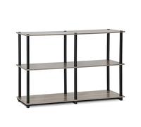 Furinno Turn-N-Tube Présentoir de Stockage Double Taille à 3 Niveaux, Chêne Français Gris/Noir, Bois dense, French Oak Grey/Black, One Size
