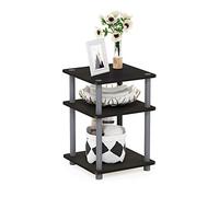 Furinno TURN-N-TUBE Table d’appoint, table d’appoint à 3 niveaux, étagères ouvertes, table de nuit, table de chevet, assemblage facile, pour salon, chambre, Espresso, Marron