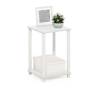 Furinno Turn-N-Tube Table D'Appoint, Table De Chevet À 2 Niveaux avec Étagère Ouverte, Montage sans Outil, Idéale pour Le Salon Ou La Chambre, Blanche.