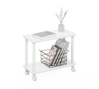 Furinno Turn-N-Tube Table D'Appoint, Table De Chevet Rectangulaire À 2 Niveaux, Idéale pour Le Salon Ou La Chambre, Couleur Blanche