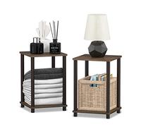 Furinno Turn-N-Tube Table de Bout Haydn, Noyer/Brun, ensemble de 2, Bois, 2-Pack