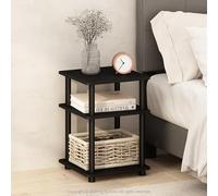 Furinno Turn-N-Tube Table de Chevet, Table de Chevet 3 Niveaux à Étagères Ouvertes, Table d'Appoint pour Chambre, Salon, Noir