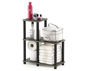 Furinno Turn-N-Tube Tablette Décorative d'Appoint, Chêne Français Gris/Noir, One Size