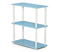 Furinno Turn Présentoir à Étagères Polyvalentes à 3 Niveaux, Bleu Clair/Blanc