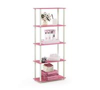 Furinno Turn Présentoir à Étagères Polyvalentes à 5 Niveaux, Rose/Blanc