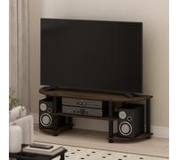 Furinno Turn-S-Tube Meuble TV à 3 Niveaux Jusqu’à 139,7 cm, Noyer Brun | Console TV avec coins arrondis, étagères ouvertes, salon, chambre