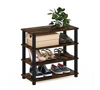 Furinno Turn-S-Tube Organisateur de Rangement pour Bibliothèque Dournitures de Maison et de Bureau, Engineered Wood, Pin Ambré/Noir, 4-Tier