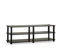 Furinno Turn-S-Tube Supports pour Téléviseur à 3 Niveaux No Tools, Brun Foncé/Noir, Bois dense, Dark Brown et Black, One Size